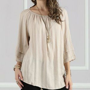 Suzanne Betro Stone Ruffle-Sleeve Tunic - Size 2X